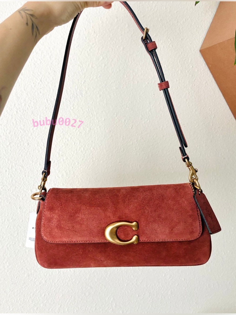 NWT🍑Coach Jet Shoulder Bag Clay Brown Suede CDZ74 Crossbody Dust Bag Gift Y2k - Picture 8 of 9